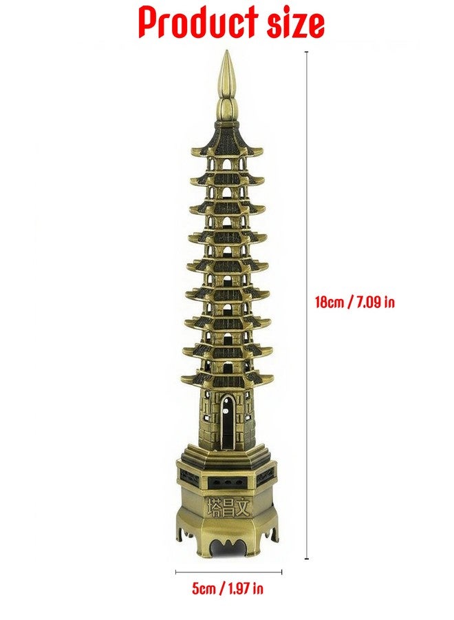 Chiorgone Nine-Tier Wenchang Pagoda Feng Shui Statue - Chinese Tower for Academic Success, Business Prosperity & Home Decor (Antique Bronze) - Image 3